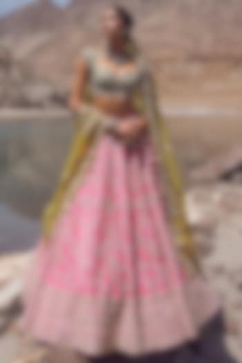 Pink Organza Bridal Lehenga Set by Anushree Reddy at Pernia's Pop Up Shop