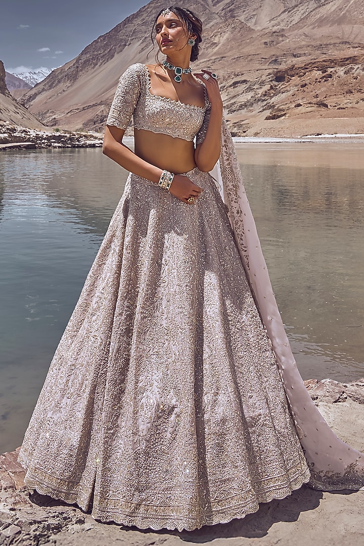 Ivory Organza Bridal Lehenga Set by Anushree Reddy at Pernia's Pop Up Shop