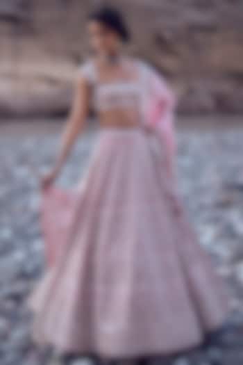Blush Pink Organza Bridal lehenga for 22 Lehenga Set by Anushree Reddy at Pernia's Pop Up Shop