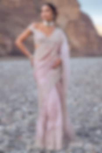 Champagne Organza Bridal Saree Set by Anushree Reddy at Pernia's Pop Up Shop