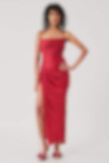 Cherry Red Modal Satin Vacation Dress by Aroka at Pernia's Pop Up Shop