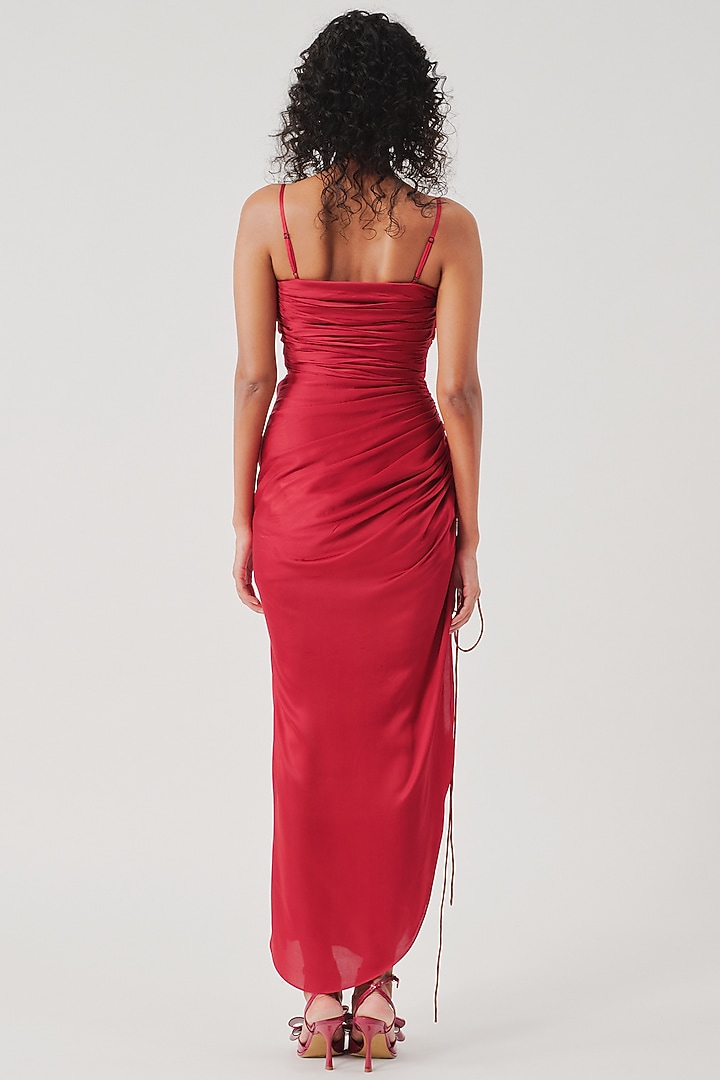 Cherry Red Modal Satin Vacation Dress by Aroka at Pernia's Pop Up Shop