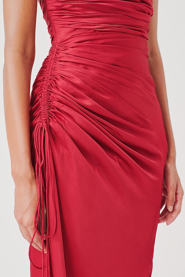 Cherry Red Modal Satin Vacation Dress by Aroka at Pernia's Pop Up Shop