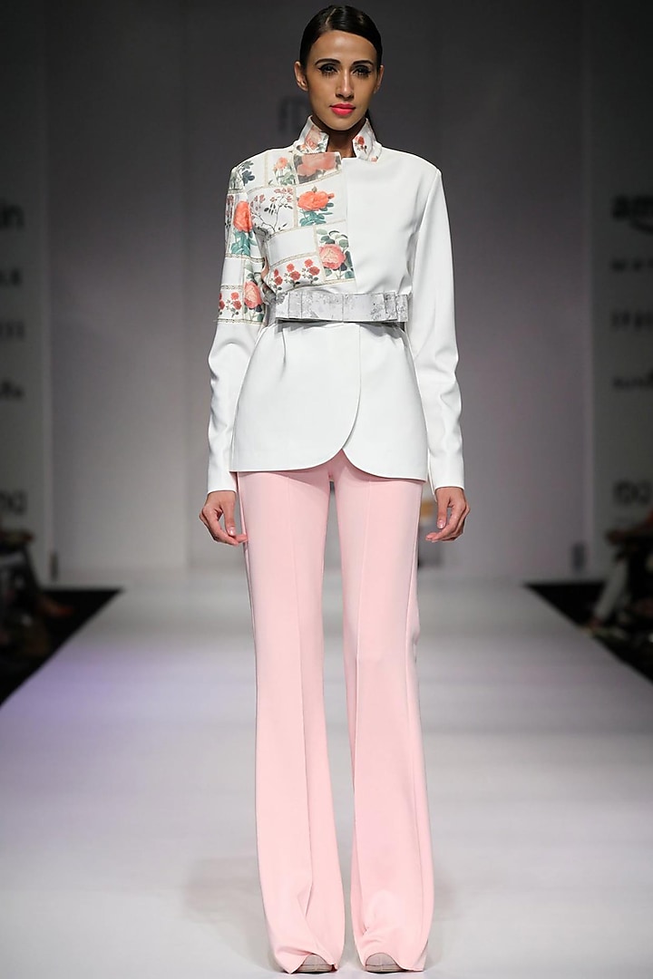 Pink flared trousers by Archana Rao
