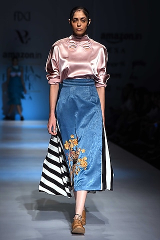 Pink Bow Embroidered Top by Archana Rao
