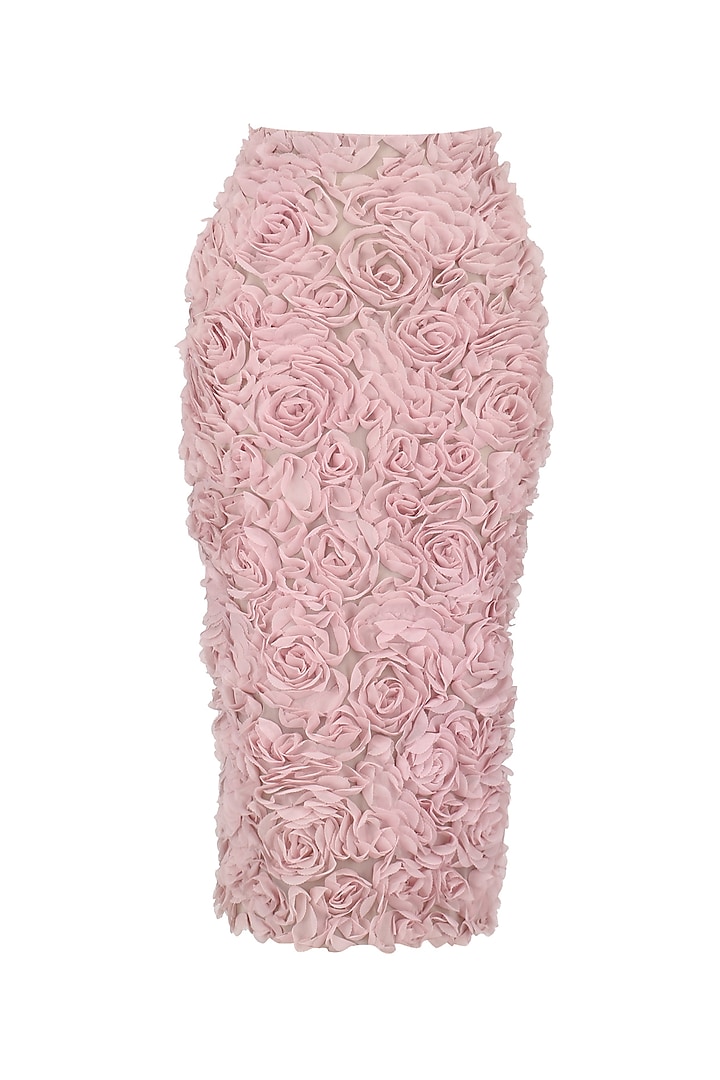 Lavender rose applique work pencil fitted skirt available only at Pernia's Pop Up Shop.