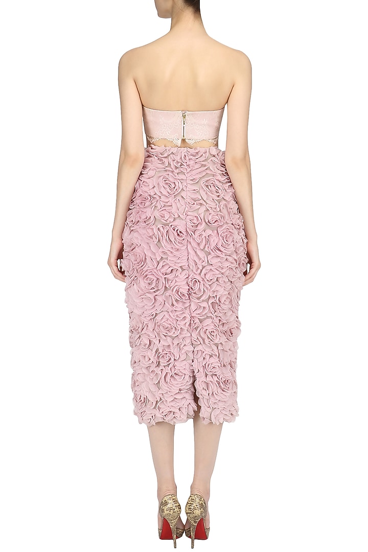Lavender rose applique work pencil fitted skirt available only at Pernia's Pop Up Shop.