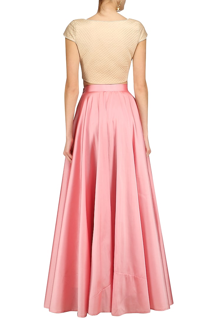 Pink cowl loop pleated skirt available only at Pernia's Pop Up Shop.
