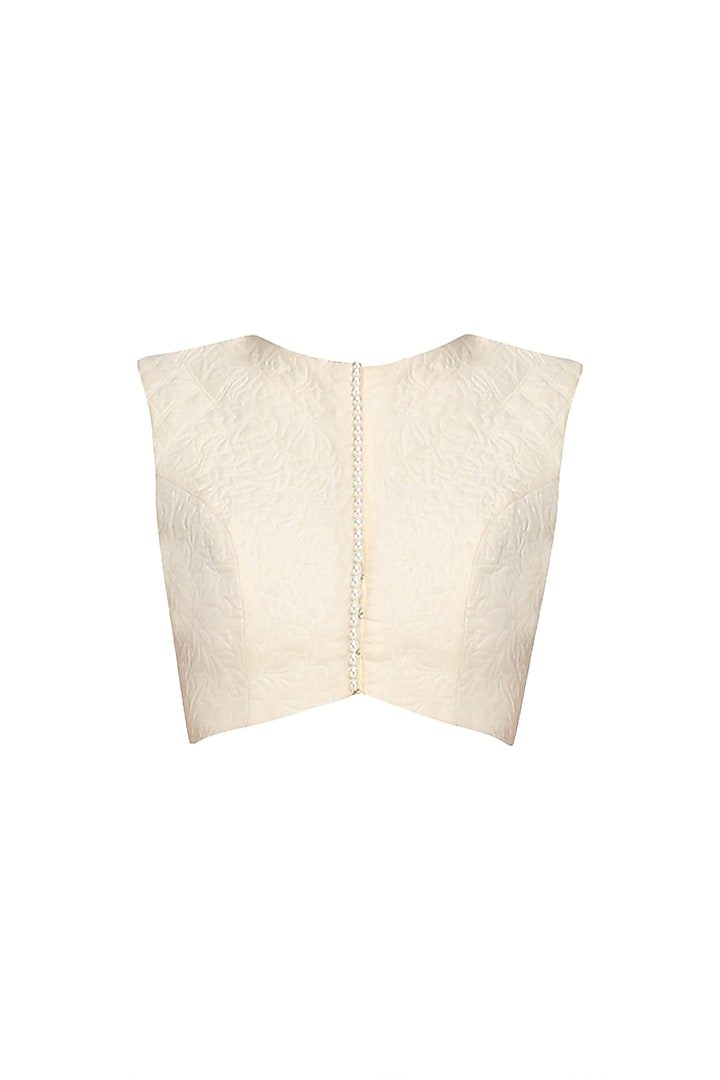 White Quilted Sleeveless Blouse by Archana Rao