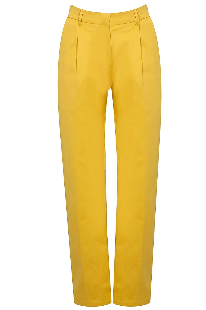 Mustard cotton trousers by Archana Rao