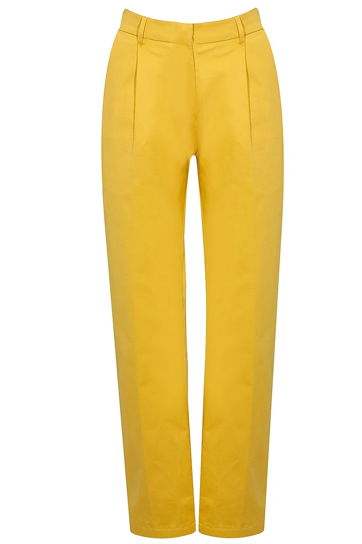 Mustard cotton trousers available only at Pernia's Pop-Up Shop.