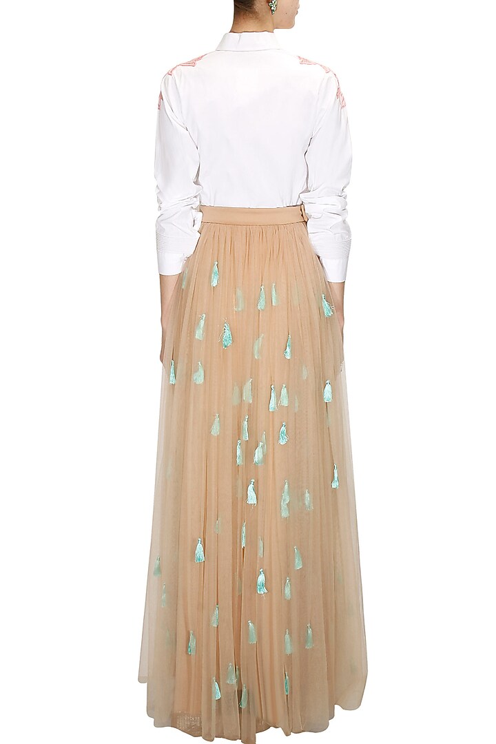 Nude tassel skirt available only at Pernia's Pop-Up Shop.