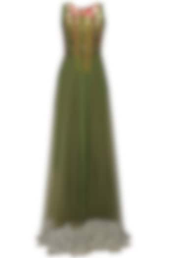 Green pearl detail gown by Archana Rao