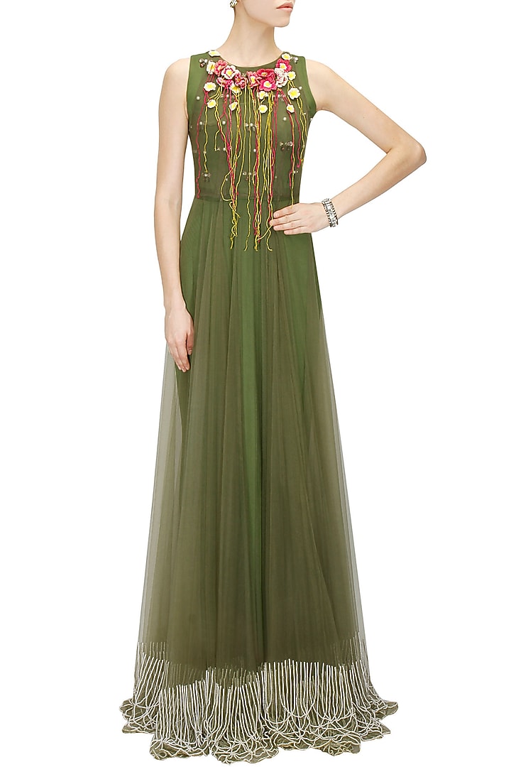 Green pearl detail gown available only at Pernia's Pop-Up Shop.