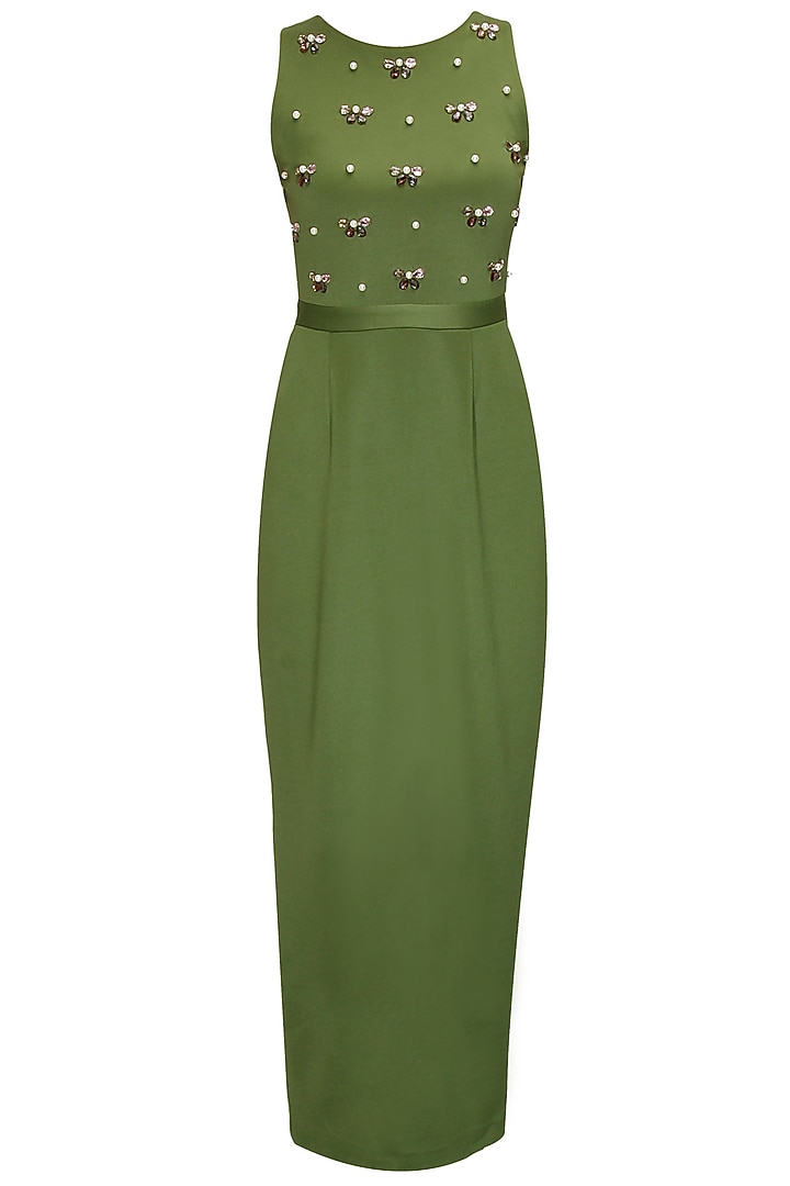 Green pearl detail gown available only at Pernia's Pop-Up Shop.