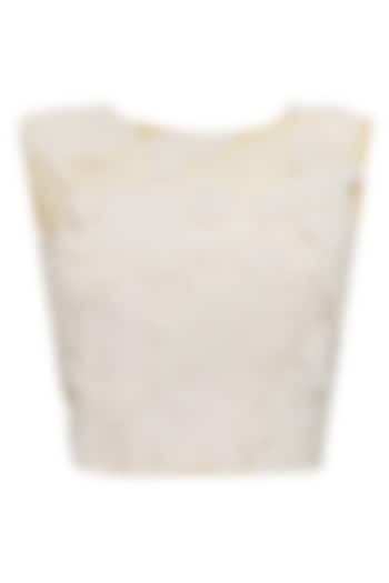 Nude pearl embroidered crop top available only at Pernia's Pop-Up Shop.