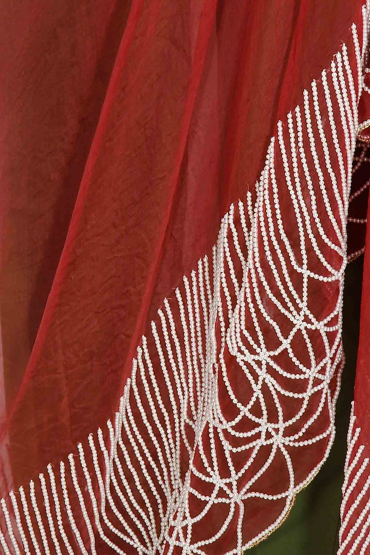 Green and maroon draped sari available only at Pernia's Pop-Up Shop.