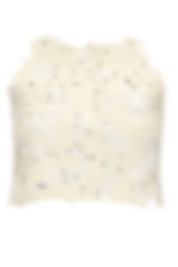 Off-white leather cutwork blouse available only at Pernia's Pop-Up Shop.