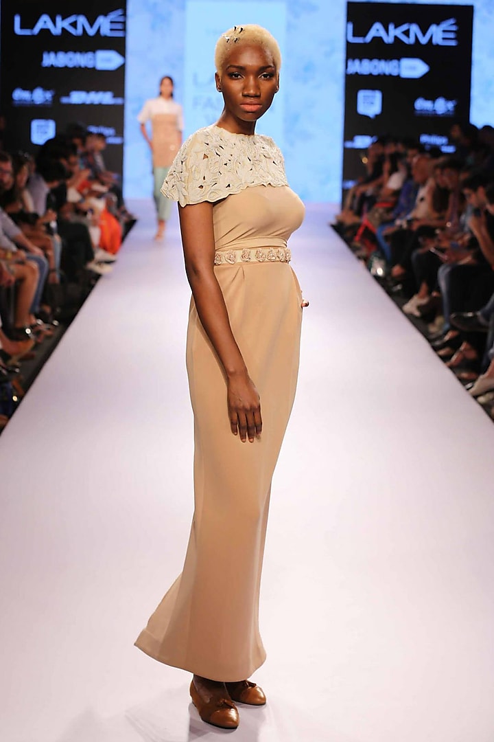 Off white pearl cape by Archana Rao