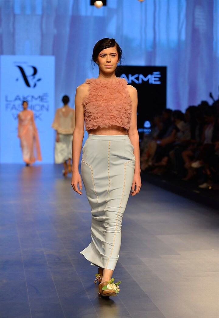 Rosette hand embroidered crop top by Archana Rao