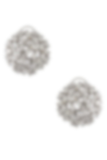 Silver Finish Zircons Stone Jaal Earrings by 2481