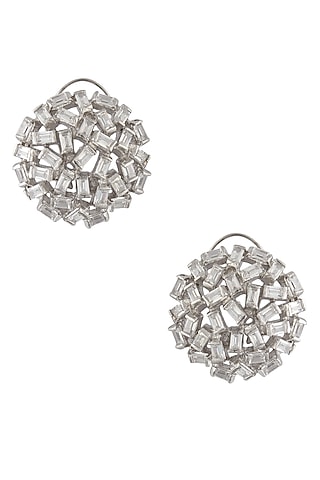 Silver Finish Zircons Stone Jaal Earrings by 2481