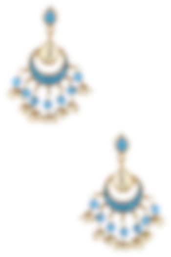 Gold Finish Firoza Kundan And Pearl Earrings by 2507,2778
