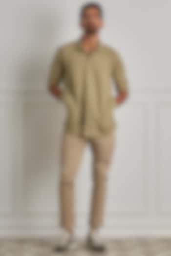 Beige Cotton Linen Shirt by Artless