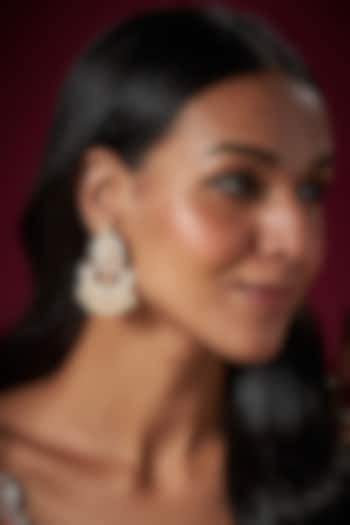 Micro Gold Finish Kundan Polki & Pearl Chandbali Earrings by Aryah Jewels