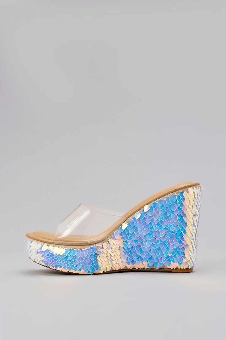 Nude Faux Leather Embroidered Handcrafted Heels by Aanchal Sayal at Pernia's Pop Up Shop