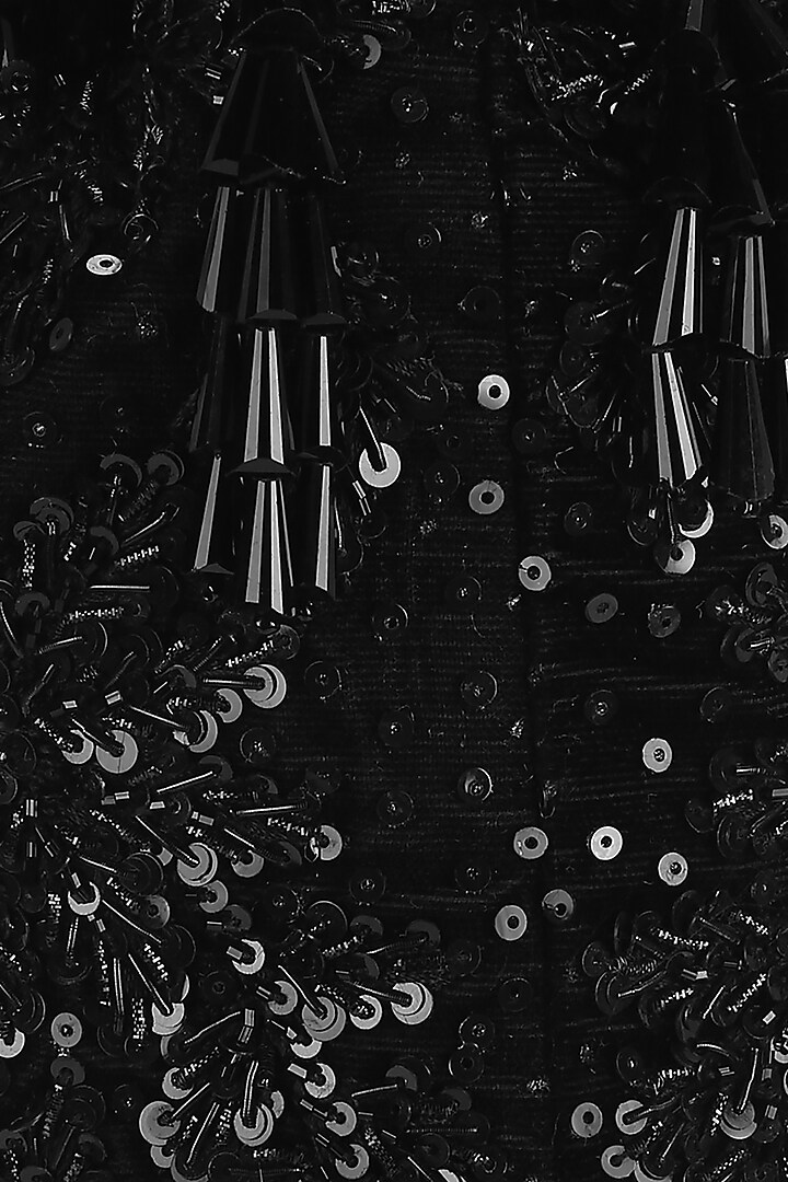 Black Sequins Embellished Bucket Bag by Aanchal Sayal at Pernia's Pop Up Shop