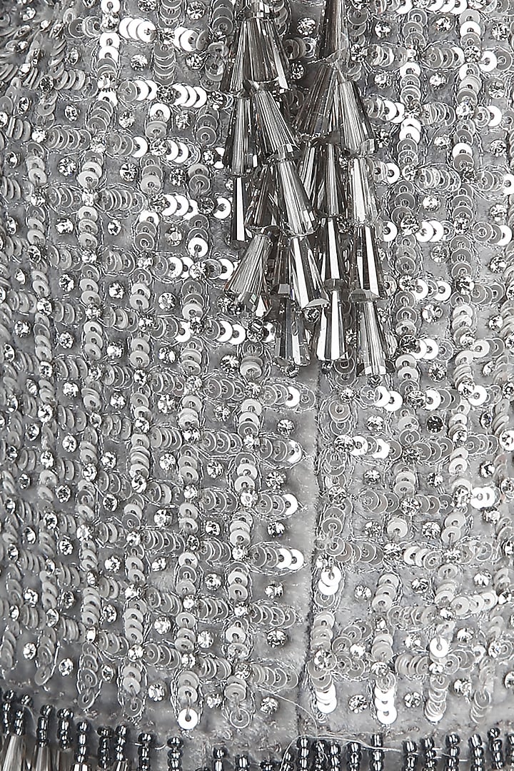 Silver Embellished Bucket Bag by Aanchal Sayal at Pernia's Pop Up Shop