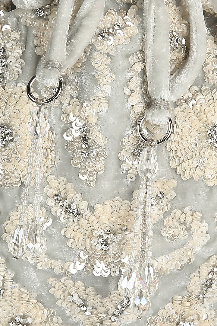 Ice Blue Embellished Potli by Aanchal Sayal at Pernia's Pop Up Shop