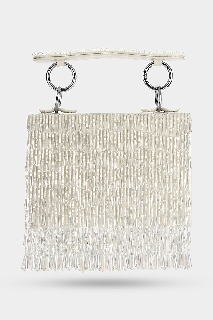 Ivory Embellished Mini Bag by Aanchal Sayal at Pernia's Pop Up Shop