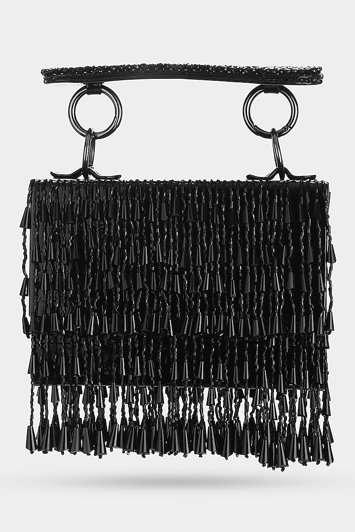 Black Embellished Mini Bag by Aanchal Sayal