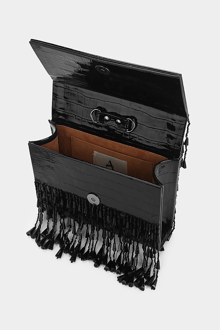 Black Embellished Mini Bag by Aanchal Sayal at Pernia's Pop Up Shop