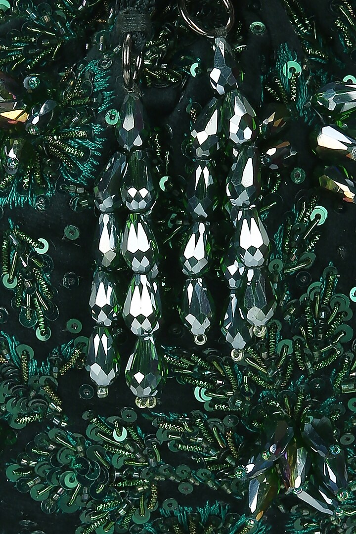 Green Floral Embellished Potli by Aanchal Sayal at Pernia's Pop Up Shop
