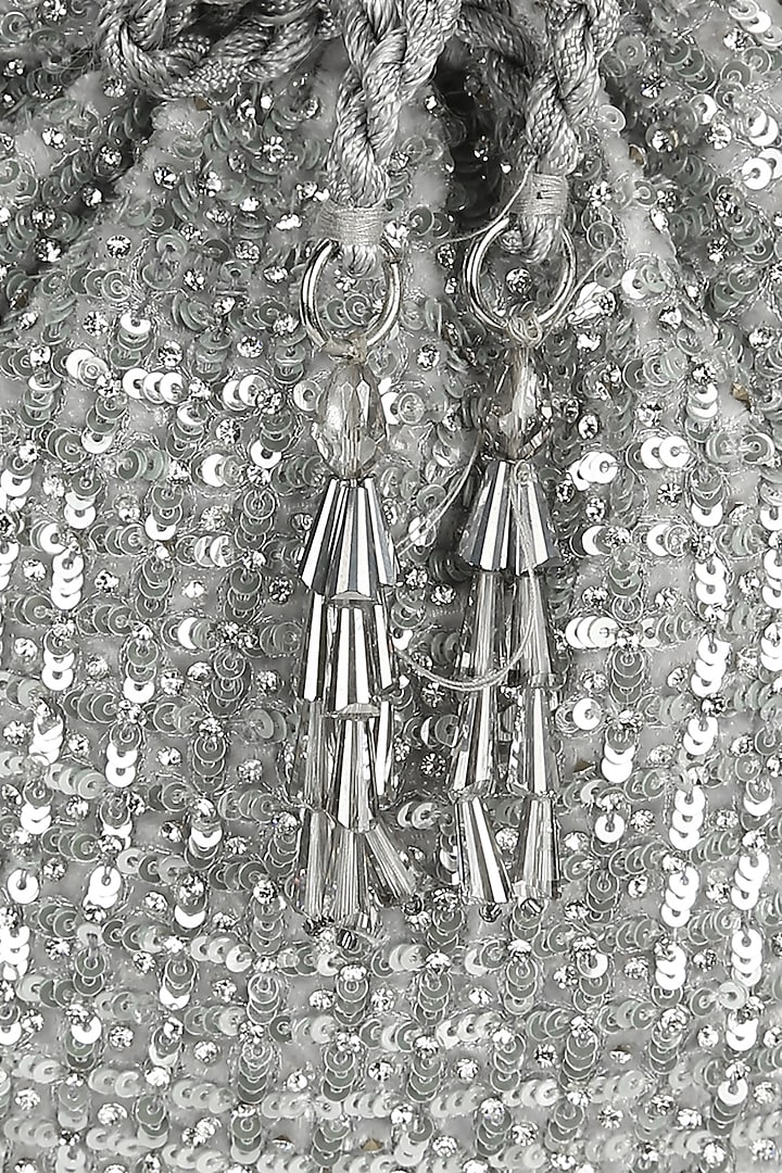 Grey Sequins Embellished Potli by Aanchal Sayal at Pernia's Pop Up Shop