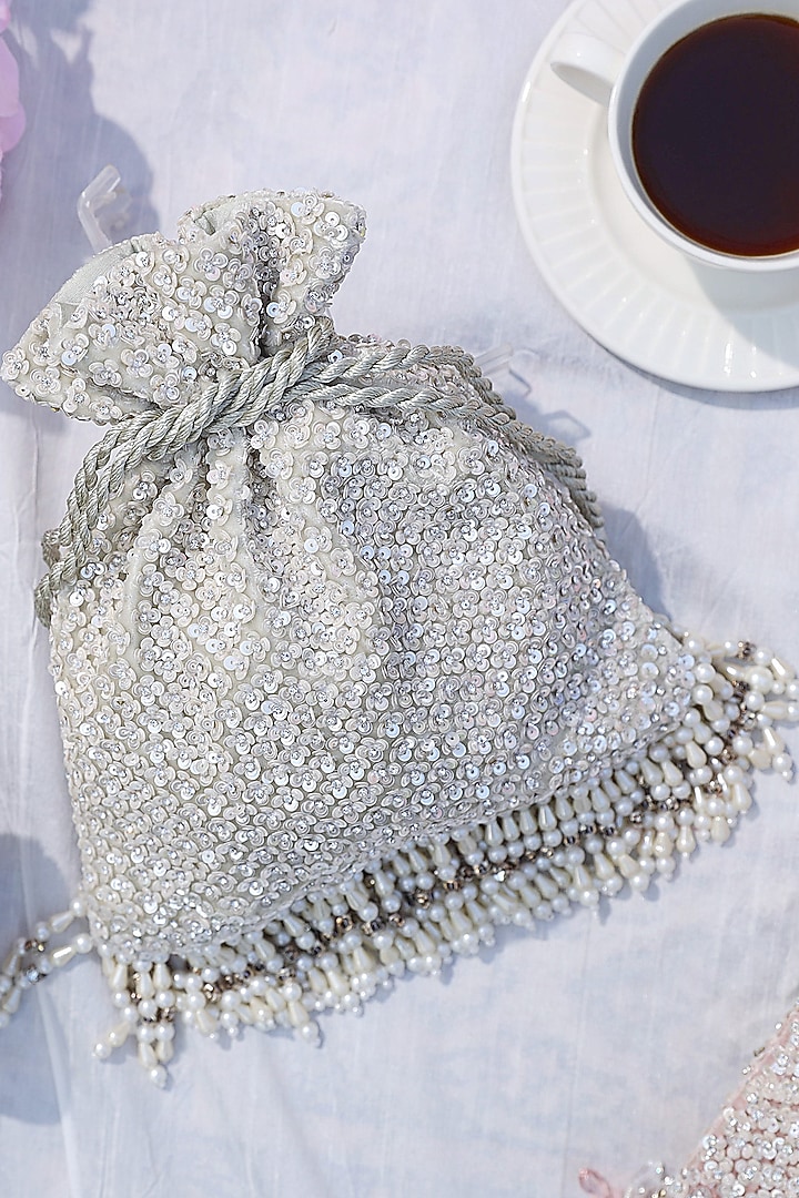 Mint Green Embellished Potli by Aanchal Sayal at Pernia's Pop Up Shop