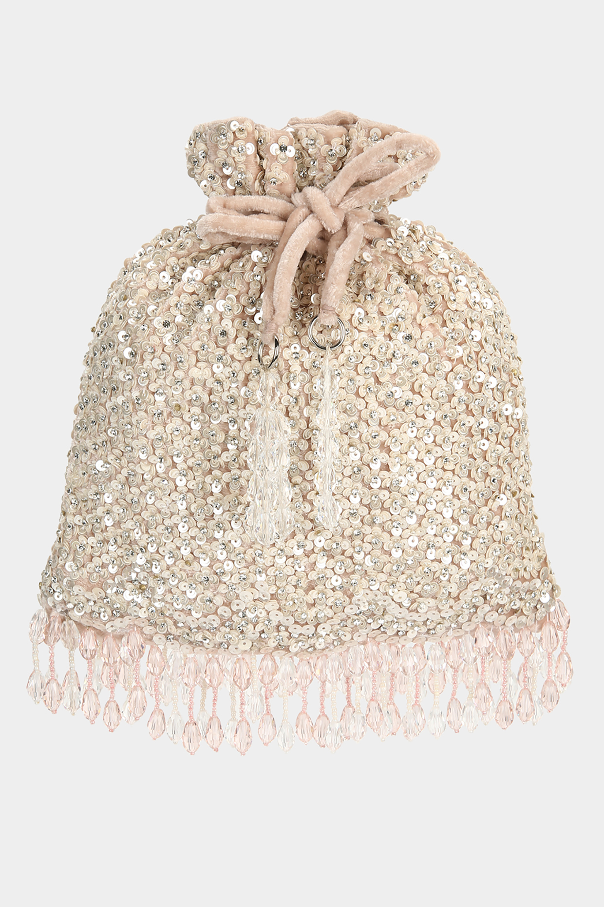 Blush Pink Embellished Potli by Aanchal Sayal