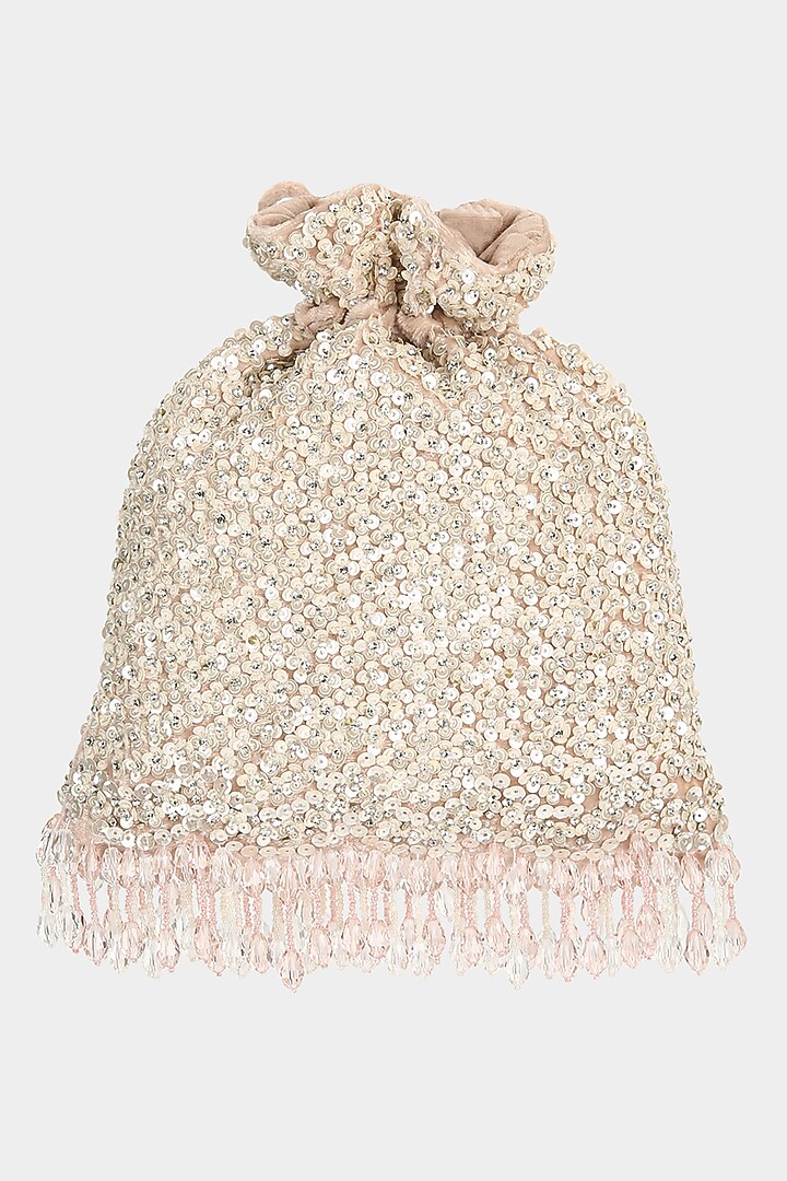 Blush Pink Embellished Potli by Aanchal Sayal at Pernia's Pop Up Shop