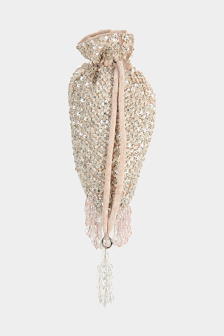 Blush Pink Embellished Potli by Aanchal Sayal at Pernia's Pop Up Shop