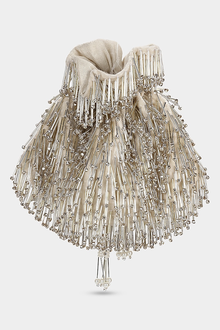 Ivory Embellished Potli by Aanchal Sayal at Pernia's Pop Up Shop