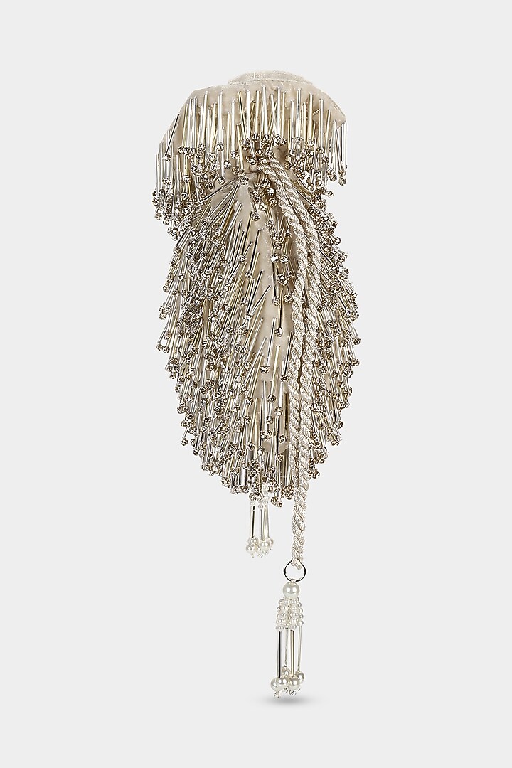 Ivory Embellished Potli by Aanchal Sayal at Pernia's Pop Up Shop