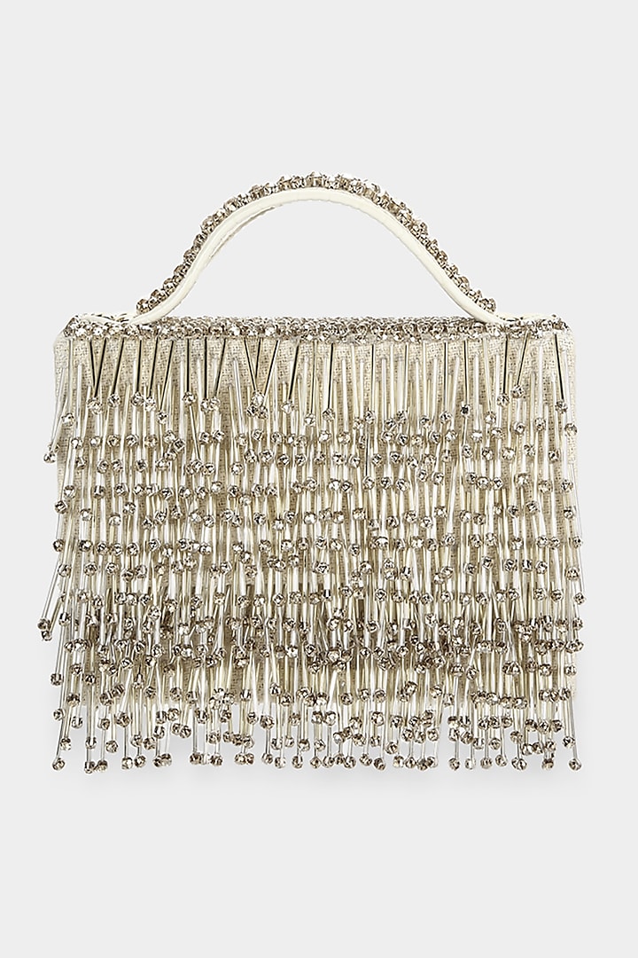 Ivory Embellished Textured Mini Bag by Aanchal Sayal