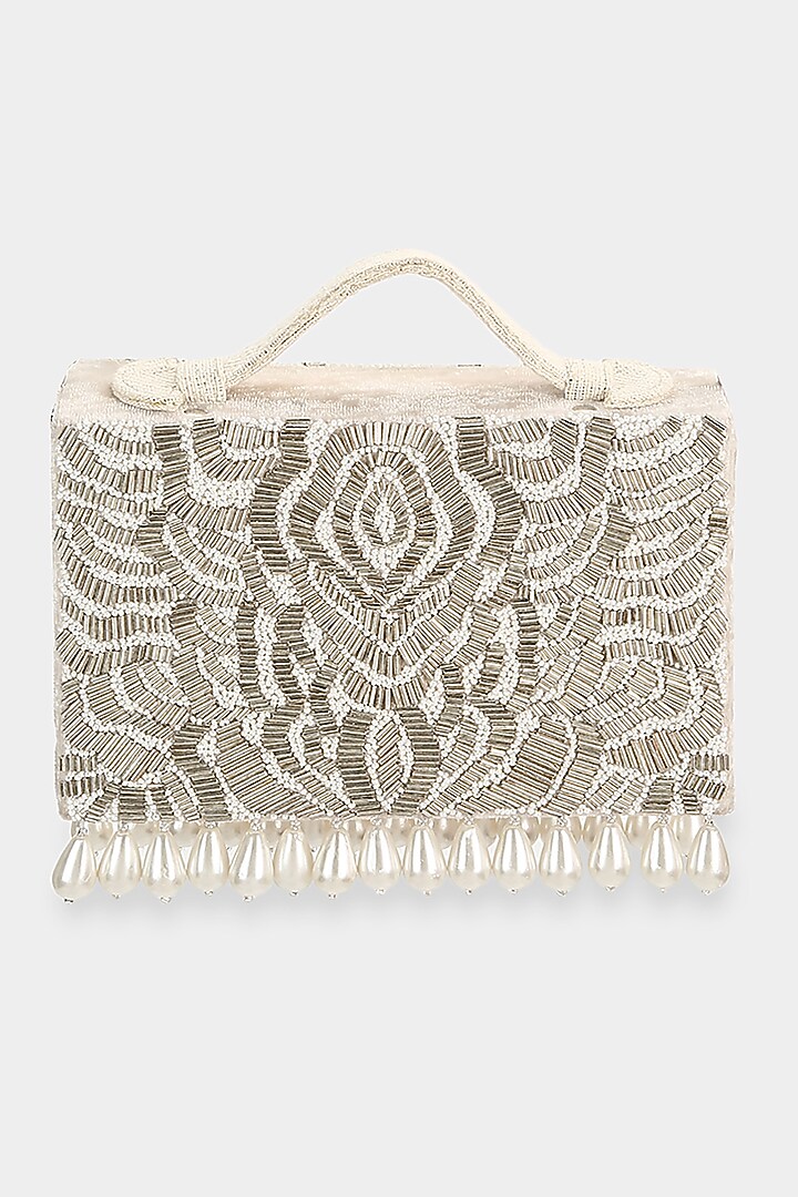 Ivory Cutdana Embroidered Mini Bag by Aanchal Sayal at Pernia's Pop Up Shop