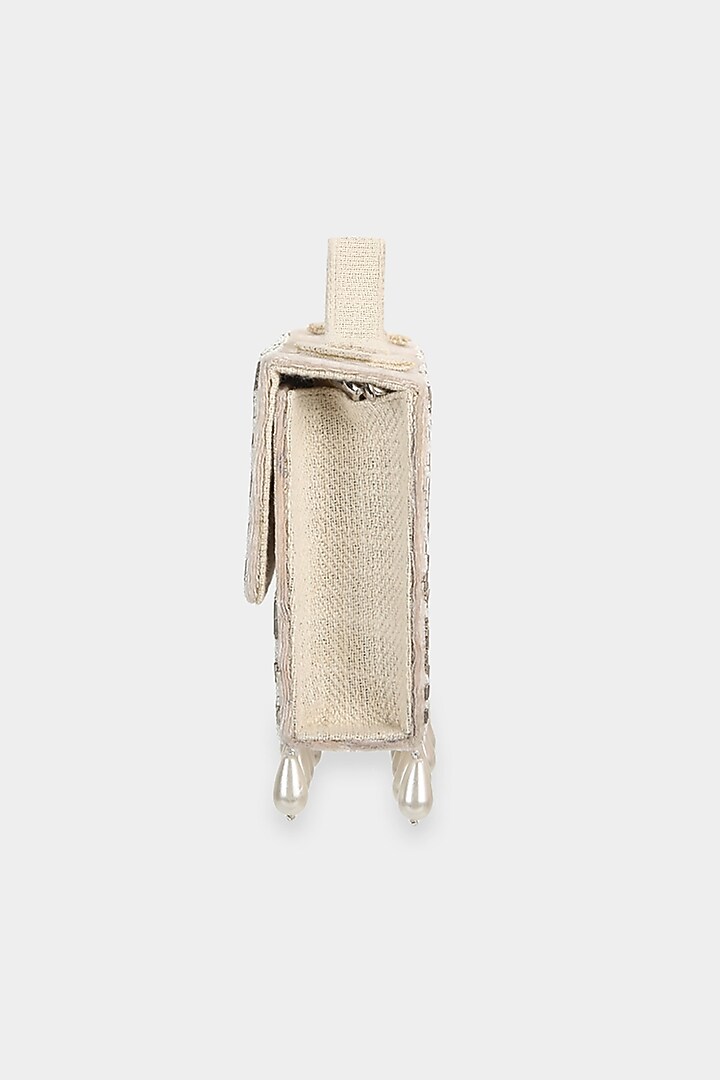 Ivory Cutdana Embroidered Mini Bag by Aanchal Sayal at Pernia's Pop Up Shop