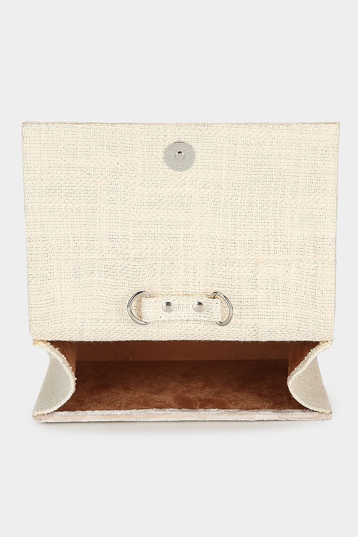 Ivory Cutdana Embroidered Mini Bag by Aanchal Sayal at Pernia's Pop Up Shop