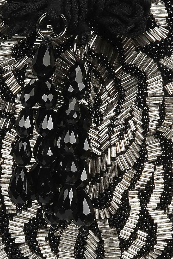 Black Sequins Hand Embroidered Potli by Aanchal Sayal at Pernia's Pop Up Shop