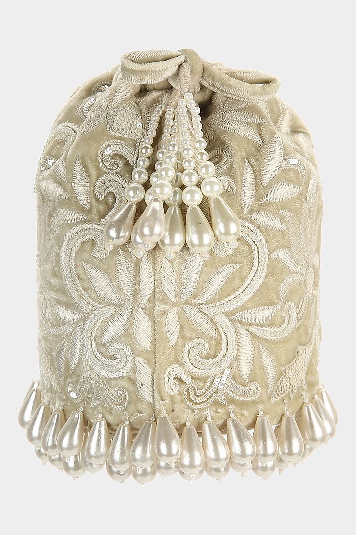 Mint Green Embroidered Bucket Bag by Aanchal Sayal at Pernia's Pop Up Shop